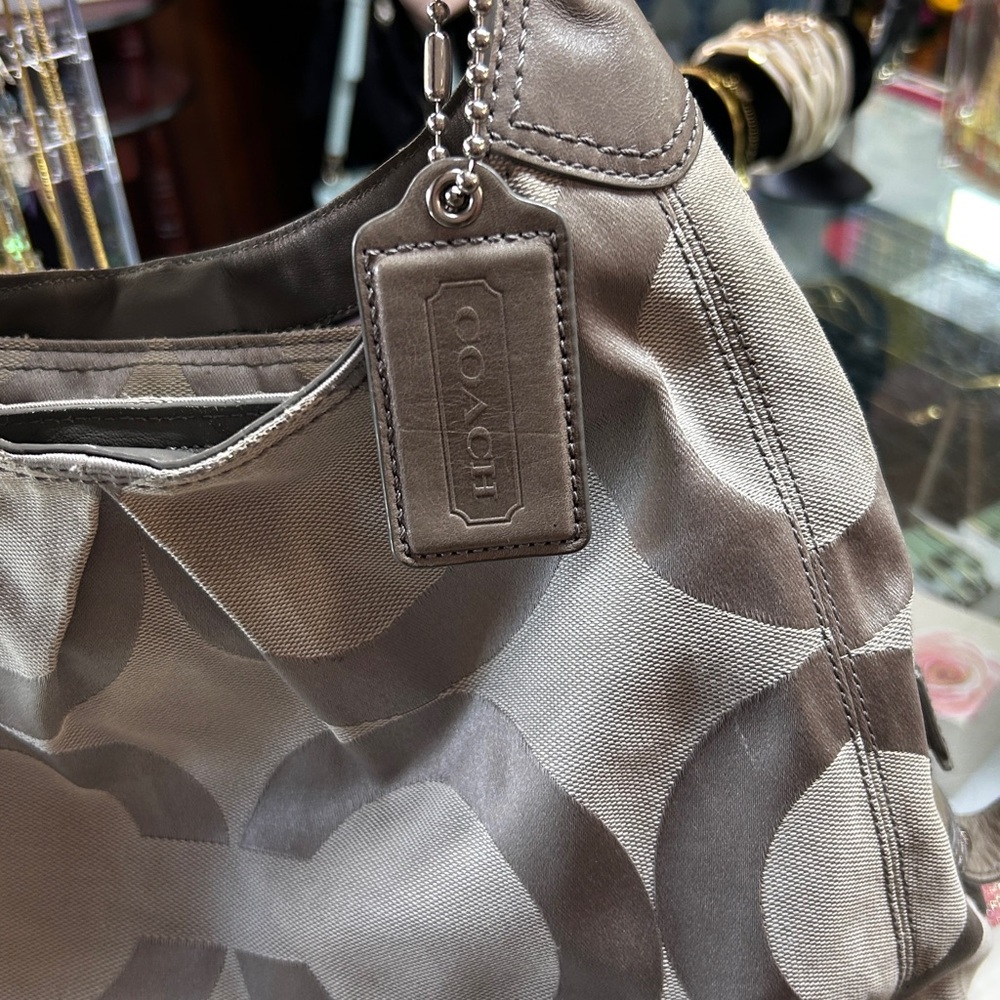 Coach Shoulder Bag in Taupe and Light Brown